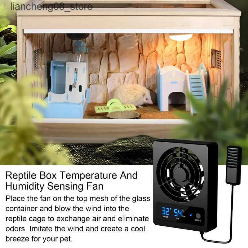 Other Pet Ventilation Fan For Reptile Enclosure Smart Cooling Fan With LED Display Strong Wind Low Noise For Amphibians Reptiles Snakes L240910