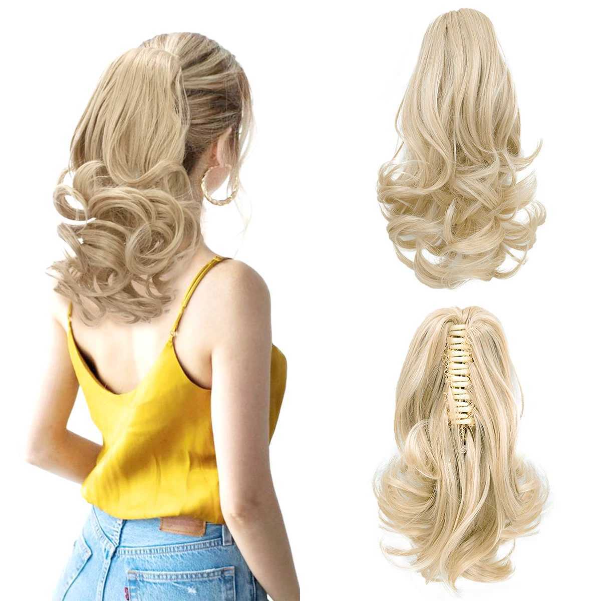 Synthetic Hair Short Wavy Ponytail Hair Extensions 12 Claw Clip On Ponytail Hair Synthetic Ponytail Extension Hair For WomenXJ241221