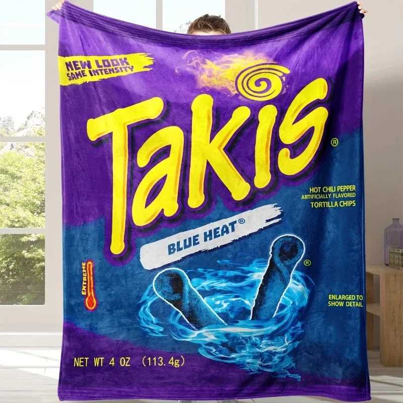 Soft Cozy Takis Pattern Flannel Blanket Versatile and Warm for Nap Office School Retro Home Picnic Travel and Gift BlanketsXJ241220