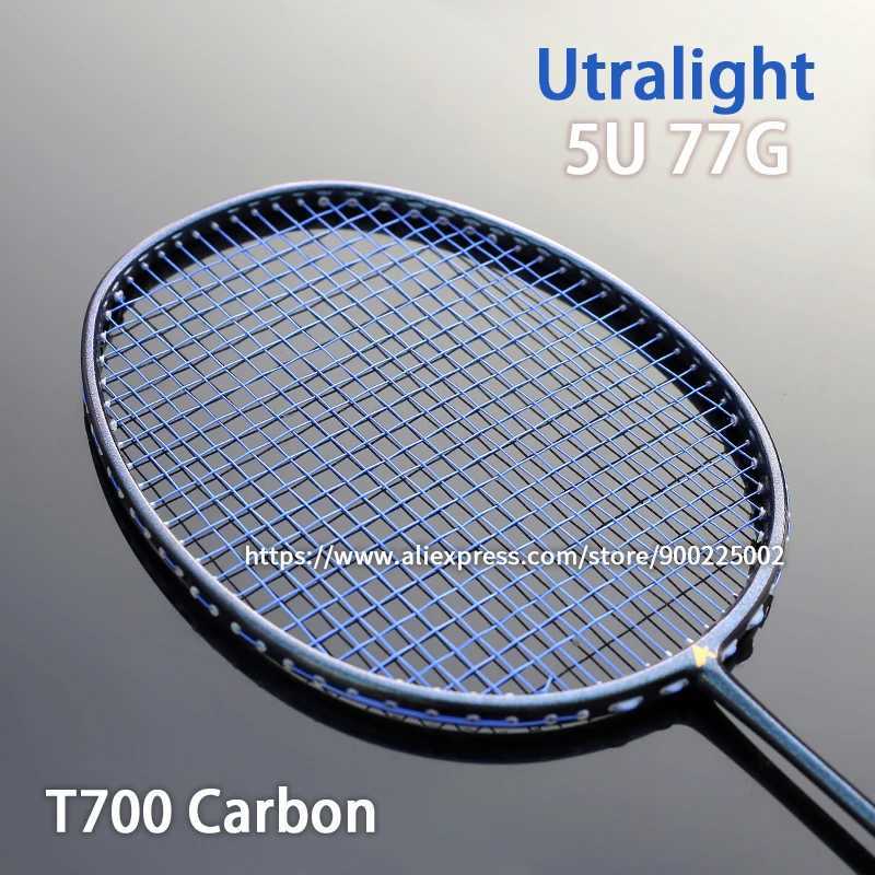 Ultralight 5U T700 carbon fiber support badminton racket with string bag professional racket sports power padW241221