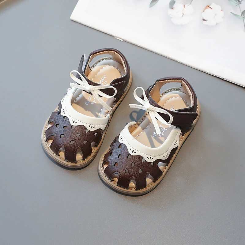 Sneakers Girls Sandals Summer Beige Breathable Little Girl Single Shoes 0-6 Years Old Brown Soft Non-slip Childrens Sandals Girls Shoes H241221