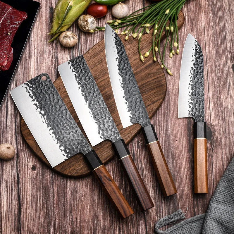 Japanese Kitchen Knife Hammer Chef Knife 90Cr18MoV Stainless Steel Tripterygium Knife for Cutting Salmon and Sushi Slices 241220