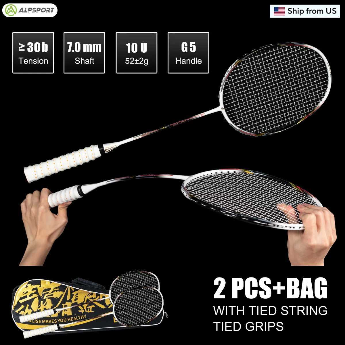 ALPSPORT 0U Air Elite Pro Badminton Racket - ultra light imported with original packaging locally shipped to the United States perfect for all skills 