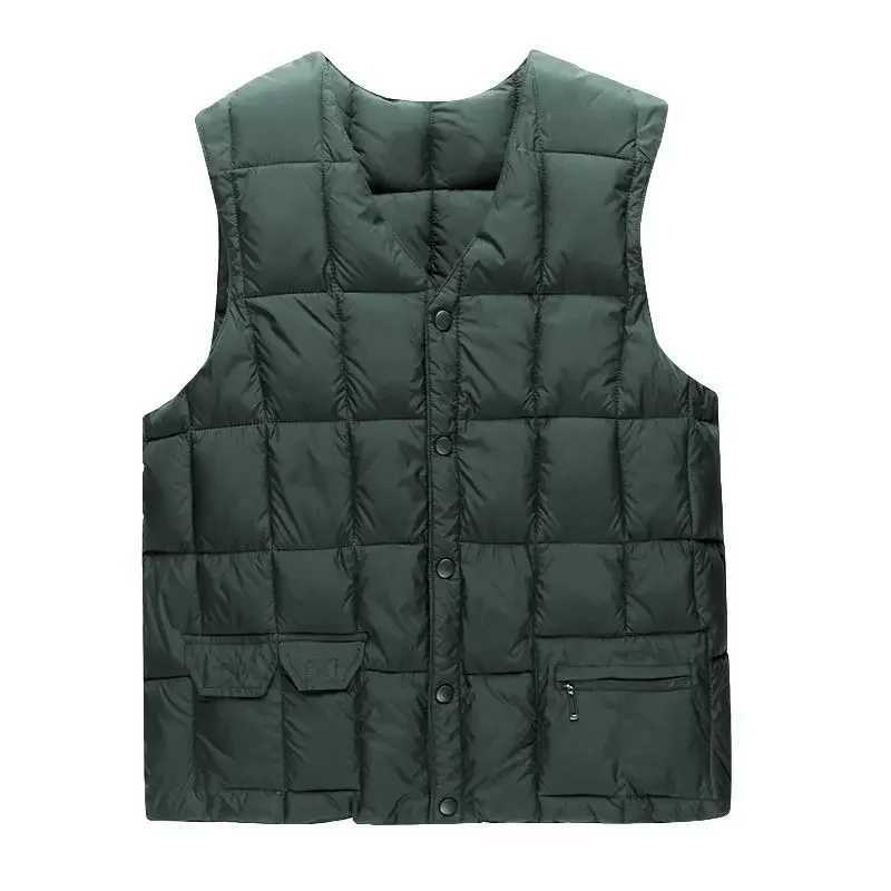 Mens Vest Jacket Sleeveless Jackets Winter Thick Warm Lightweight Waistcoat Brand Loose Cotton-Padded V-neck Buttons Coat XL-5XLXJ241221