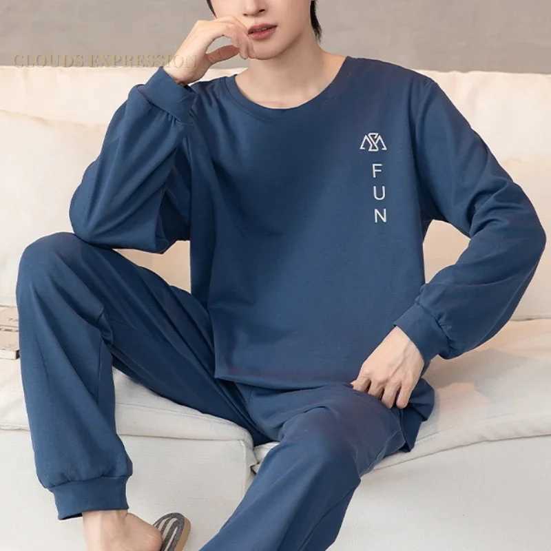 Spring and Autumn Knitted Long Sleeve Mens Pajama Set Mens Pajama Set Letter Pajama Mens Plain Pajama Set W241221