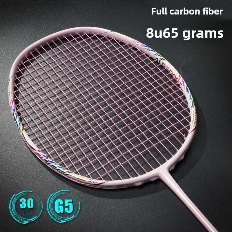 The lightest 8U 65g all carbon fiber racket string professional training racket maximum tension 30 pounds with bagW241221