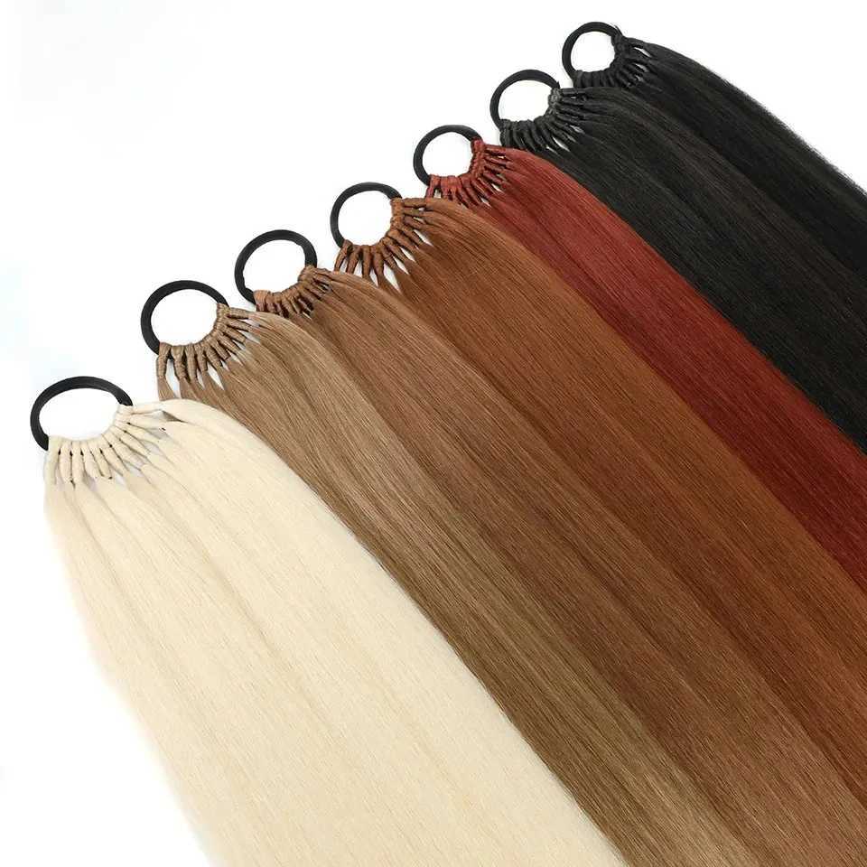 Ponytail Synthetic Hair Extensions with Rubber Band 24inch Long Yaki Straight False Horse Tails Fake Hairpiece for WomanXJ241221