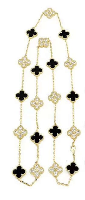 90CM 20 wer double-sided dia shell lucky clover necklace titanium steel sweater chain