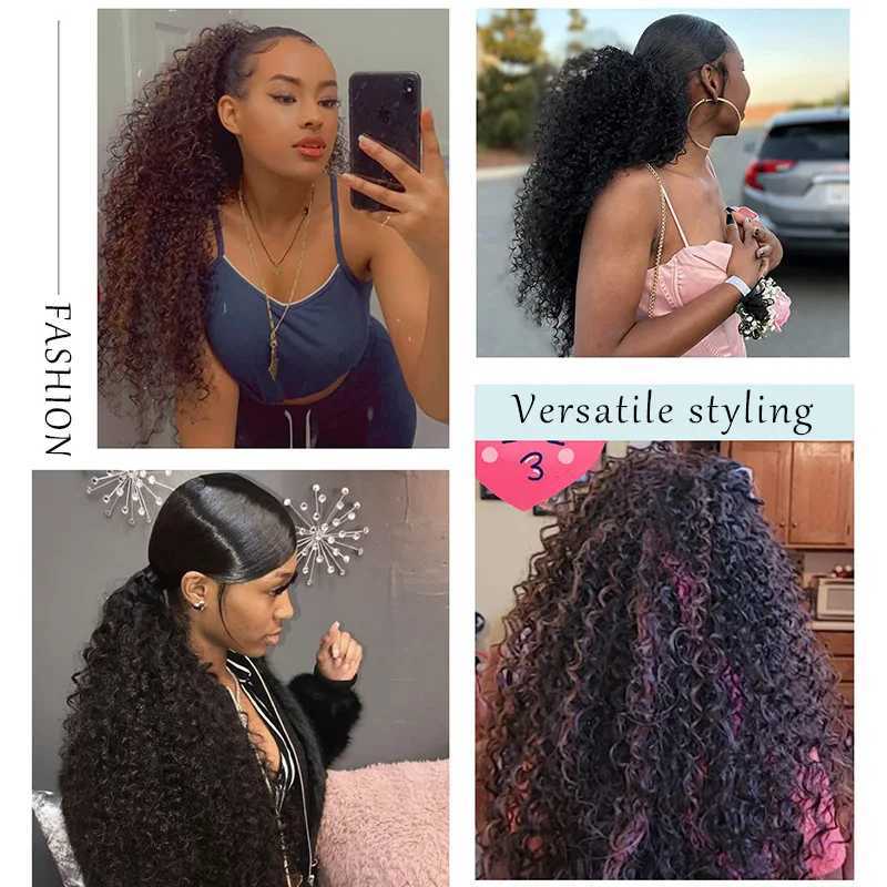 Sylhair Drawstring Curly Ponytail Extension for African Women Afro Kinky Curly Hair Pieces Synthetic Heat ResistantXJ241221