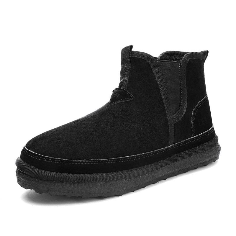 Men's Winter New Style With Plush And Thickened Fashionable Snow Boots, Men's One Foot Slip, Wear-Resistant, Casual And Cold Resistant Cotto