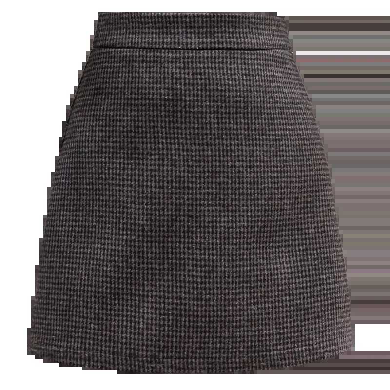 Autumn Winter New Fashion Plaid A-Line Mini Skirt Women High Waist Woolen Skirt Fe Casual All-match Basic SkirtXJ241221