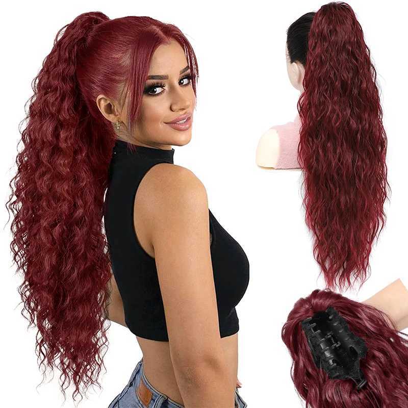 28 Inch Long Ponytail Extension Curly Wavy Claw Clip on Fake Pony Tail Hair Piece Natural Fluffy Synthetic Horse Tail for WomenXJ241221