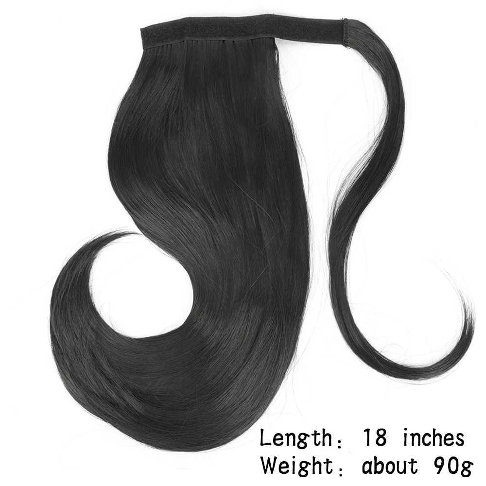 Synthetic Short Straight Wrap Around Clip In Ponytail Hair Extension Heat Resistant Ponytail Hair Extension BlackXJ241221