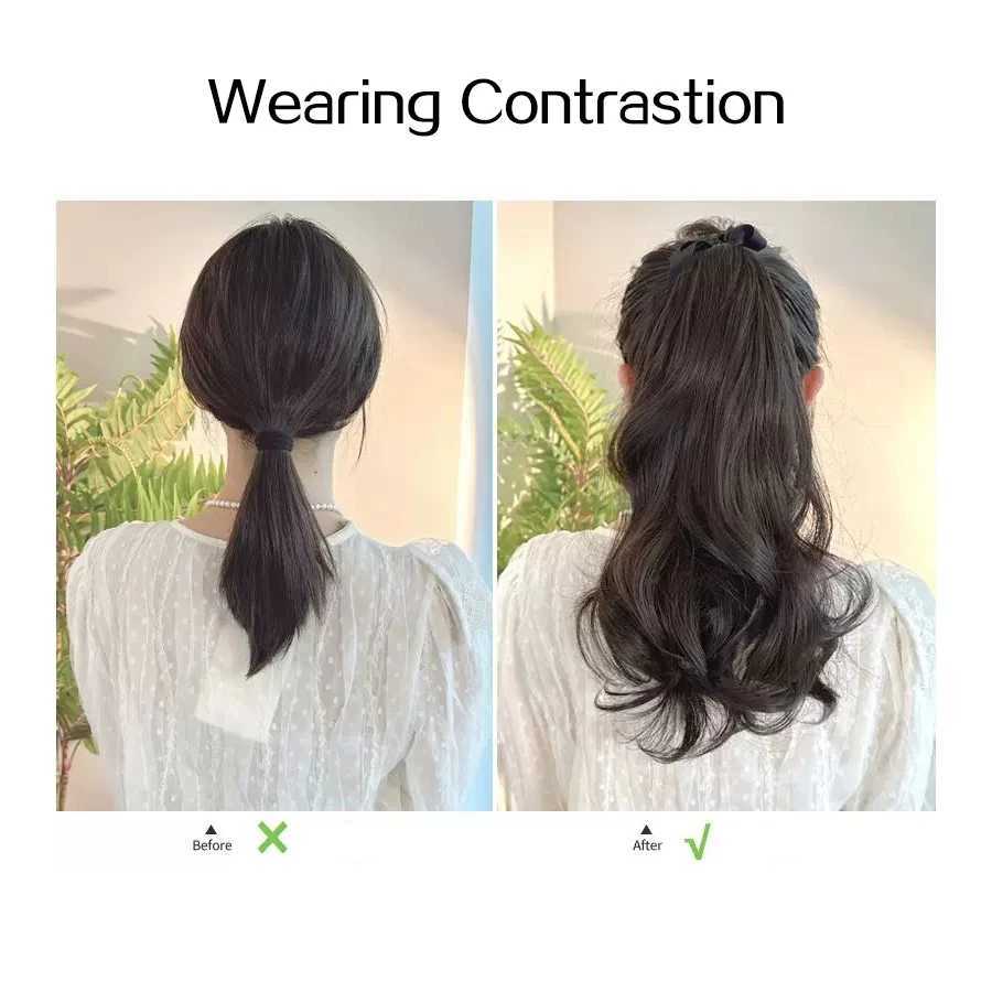 Synthetic Drawstring Straight Ponytail for Women Black Brown Ponytail Extension Wrap Around Clip In Ponytail Hair ExtensionXJ241221
