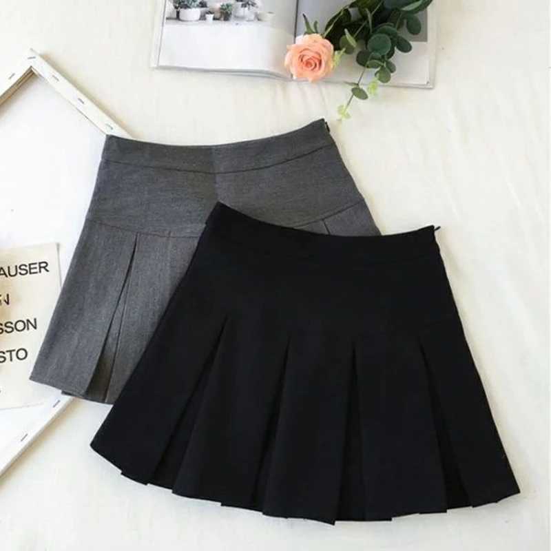 Fashion A Line Women Pleated Skirt High Waist Zipper Grey dent Mini Skirt JK Summer New 2023 Black Ladies Suit SkirtXJ241221