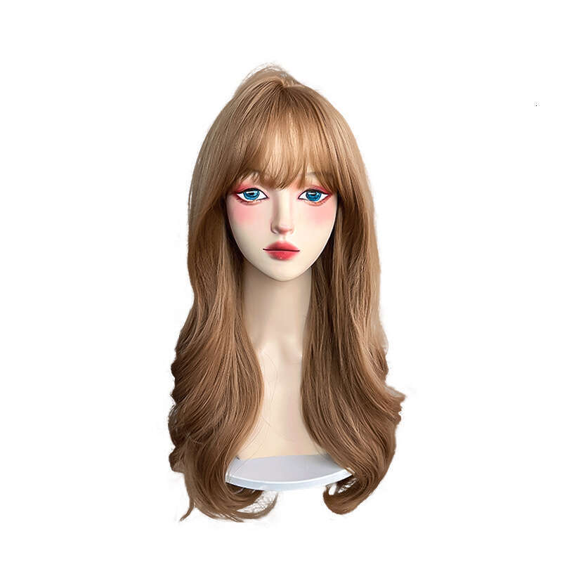 Wig Women's New Lazy Long Curly Hair, Upgraded Seam, Air Bangs, Large Wave Hair Cover