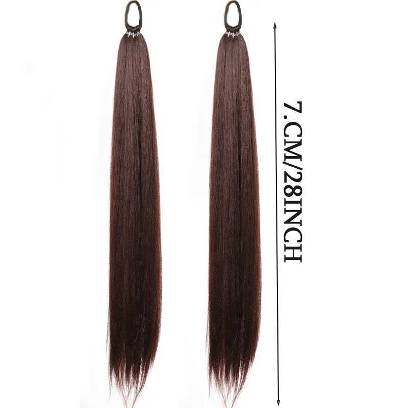 LUPU Synthetic 28 Inch Long Ponytail Extensions With Elastic Band Versatile DIY Braided Ponytail For Women Girls Black BrownXJ241221