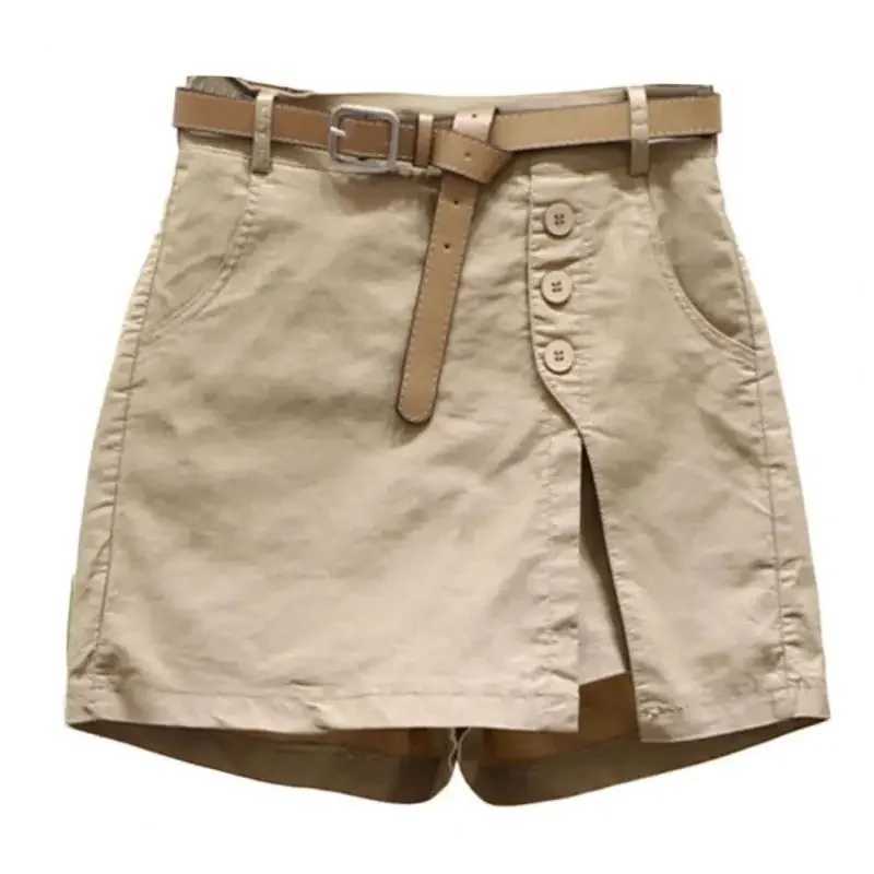 Women High Waist Shorts Summer Skirt Shorts High Waist Skirt Shorts with Side Split Pockets Above Knee Length for FeXJ241221