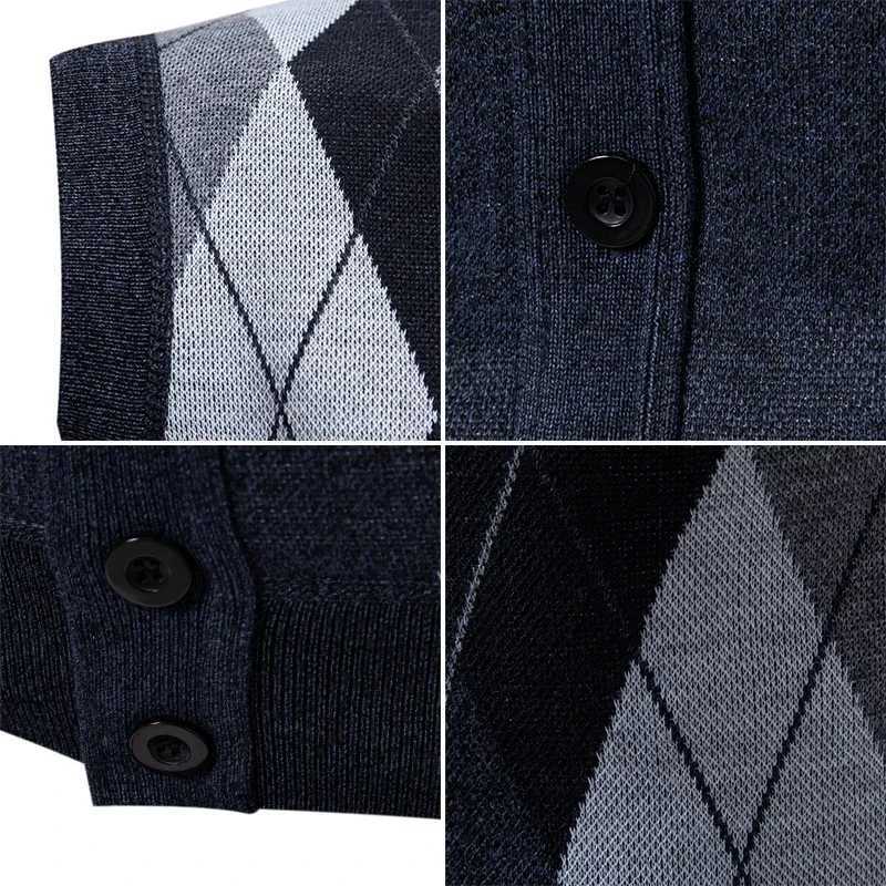 2025 Mens Knitted Cardigan Wool Vest Button Casual Warm Mens Knitted Sleeveness Mens ClothesXJ241221