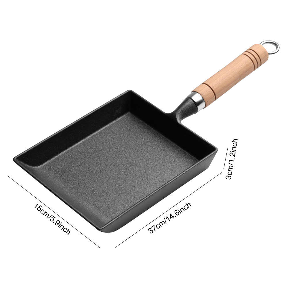 Non Stick Egg Pan Cast Iron Pan Non Scald Versatile Frying Pan with Oil Brush And Shovel Omelette Pan for Camping Picnic