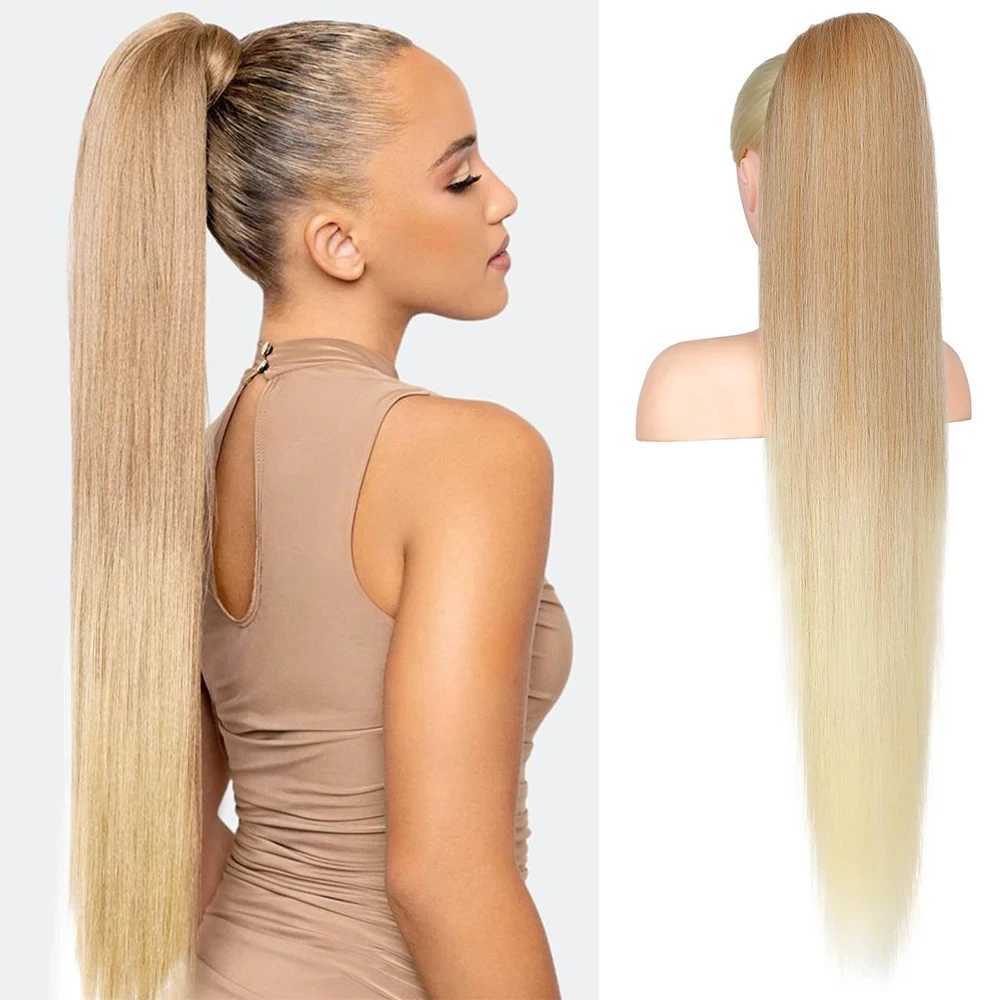 36 inch Drawstring Ponytail Extension Synthetic Black Long Lightweight Full Natural Curly Fake Tail Multi Layered HairpieceXJ241221