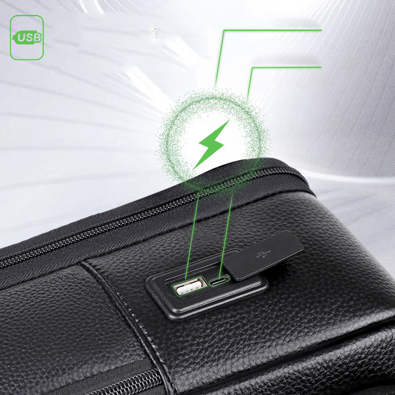 100% Genuine Leather For Men 15.6 Inch Laptop Backpack USB Charge Anti-Theft Waterproof Large Capacity Male Travel Bags