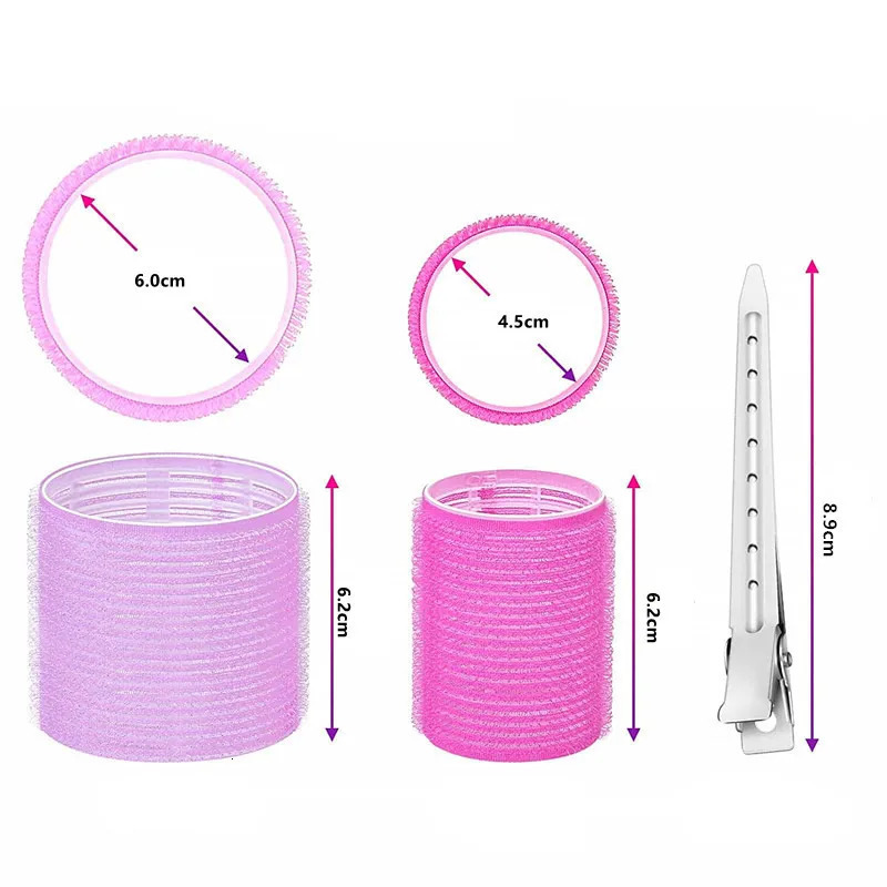 24pcs Self-Grip Hair Rollers Heatless Hair Curlers No Heat Hair Bangs Volume Self-adhesive Hook Loop DIY Styling Tools 241220
