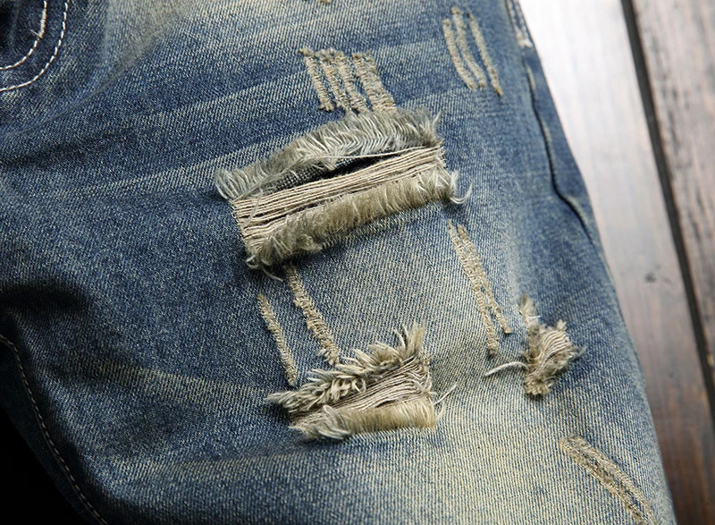 Ripped Jeans for Men Straight Loose Fit 2025 Spring and Summer Hollow Out Street Wear Hip Hop Pants Mens Biker Distressed 241218