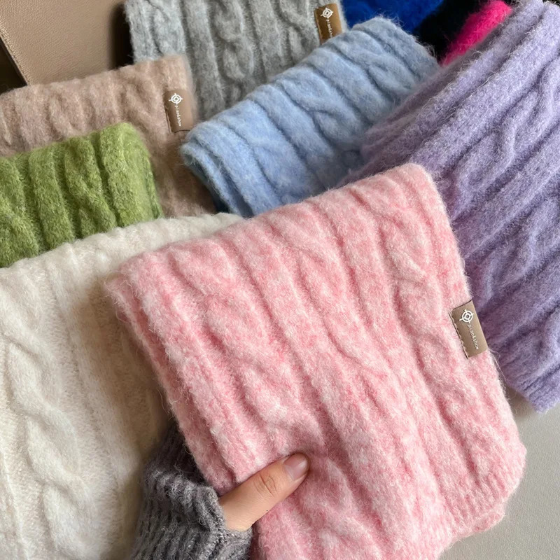Korea Cashmere Scarf Womens Autumn Winter Fashion Knitted Thicke Warm Soft Scarf Office Lady Elegant Female Shawl 241220