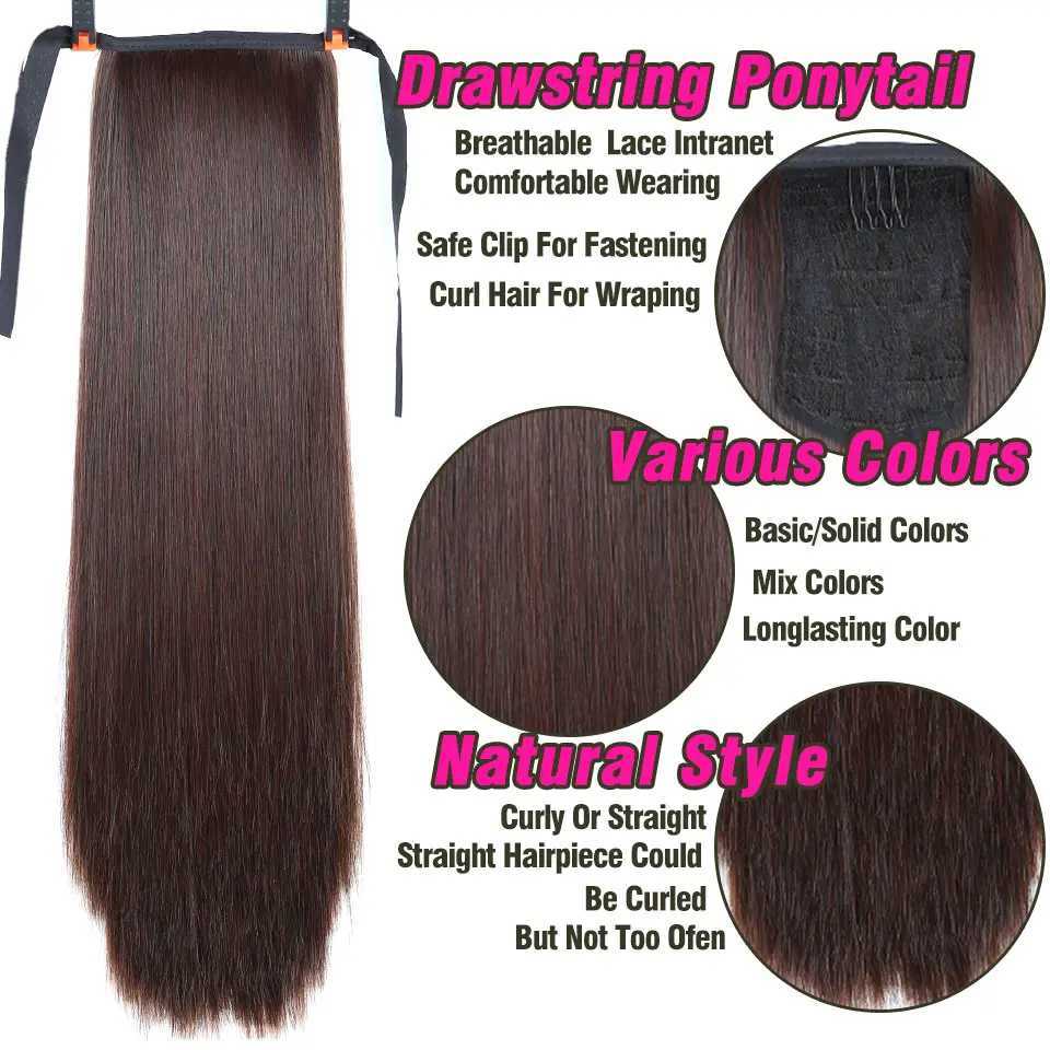 Synthetic Pony Tail Hair Wigundle False Hair Tail Hair Ponytail In Straight Clip Hairpiece With Hairpins Extensions For WomenXJ241221