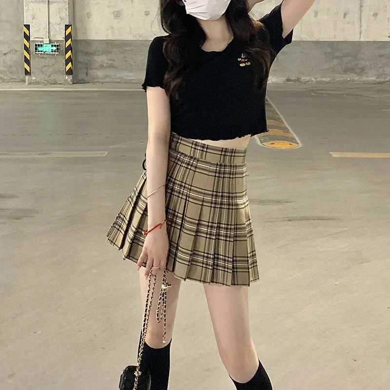Plaid Half Length Skirt Womens A-line Short Skirt High Waist Girl Skirt Ropa jer Mini Skirts Clothes for WomenXJ241221