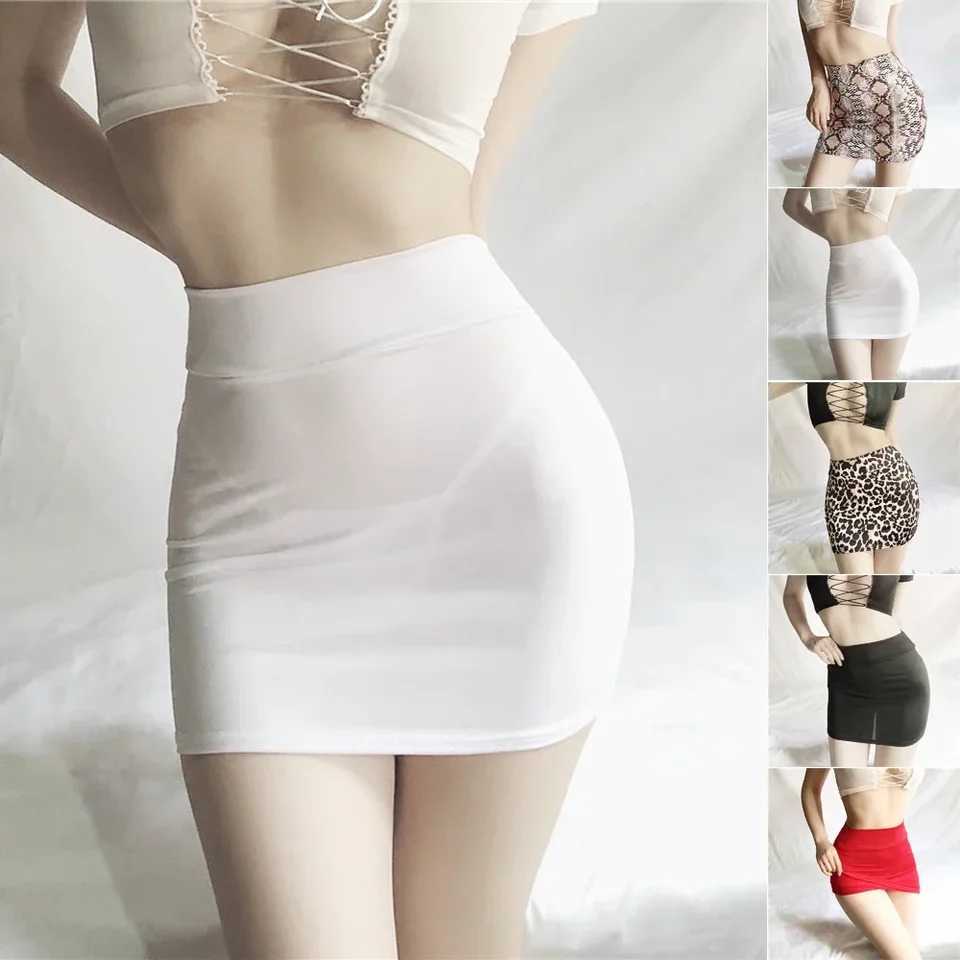 Women Skirt Ultra-Thin Shiny Mesh Sheer Mini Skirt Sexy Stretch Mesh Bodycon Lingerie Smooth See Through Nightwear CosplayXJ241221