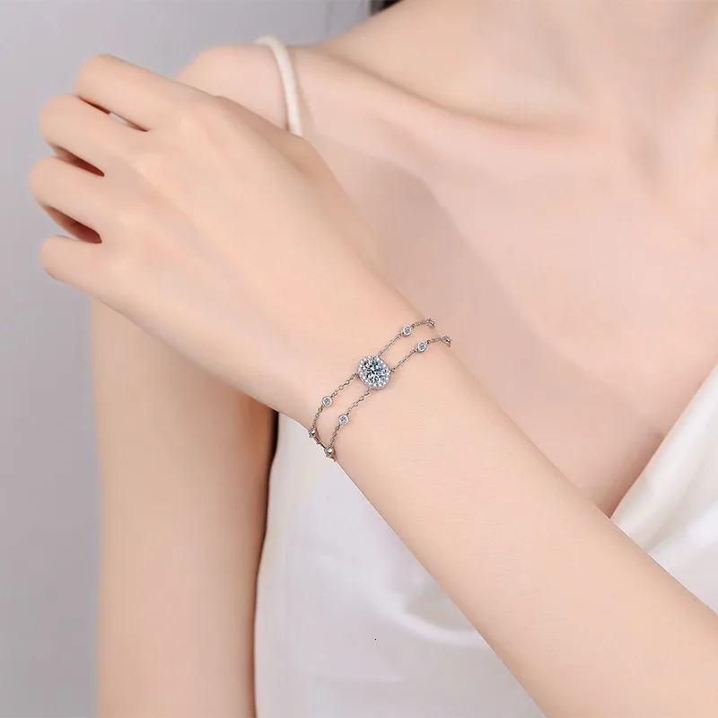 Na Tarnish Free Women VVS Charm Bracelets Women Wedding Jewelry 925 Sterling Silver Double Layers Bracelet 241214