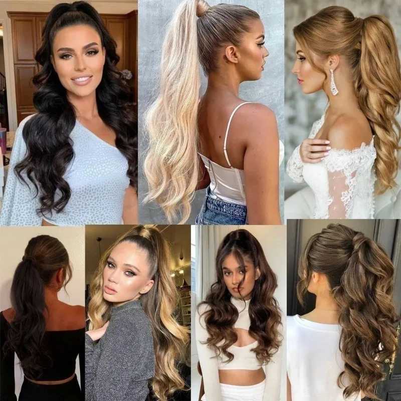 Synthetic Hair Extension Flexible Wrap Around Ponytail Natural Wave Long Ponytail Wavy Hair Hairpieces For Women GZ56XJ241221