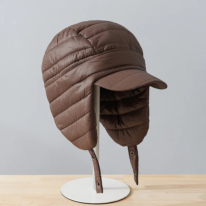 Japanese Down Cotton Thunder Hood Mens and Womens Winter Bicycle Helmets Inner Lining Cold Protective Earrings Warm Bomber Hat 241220