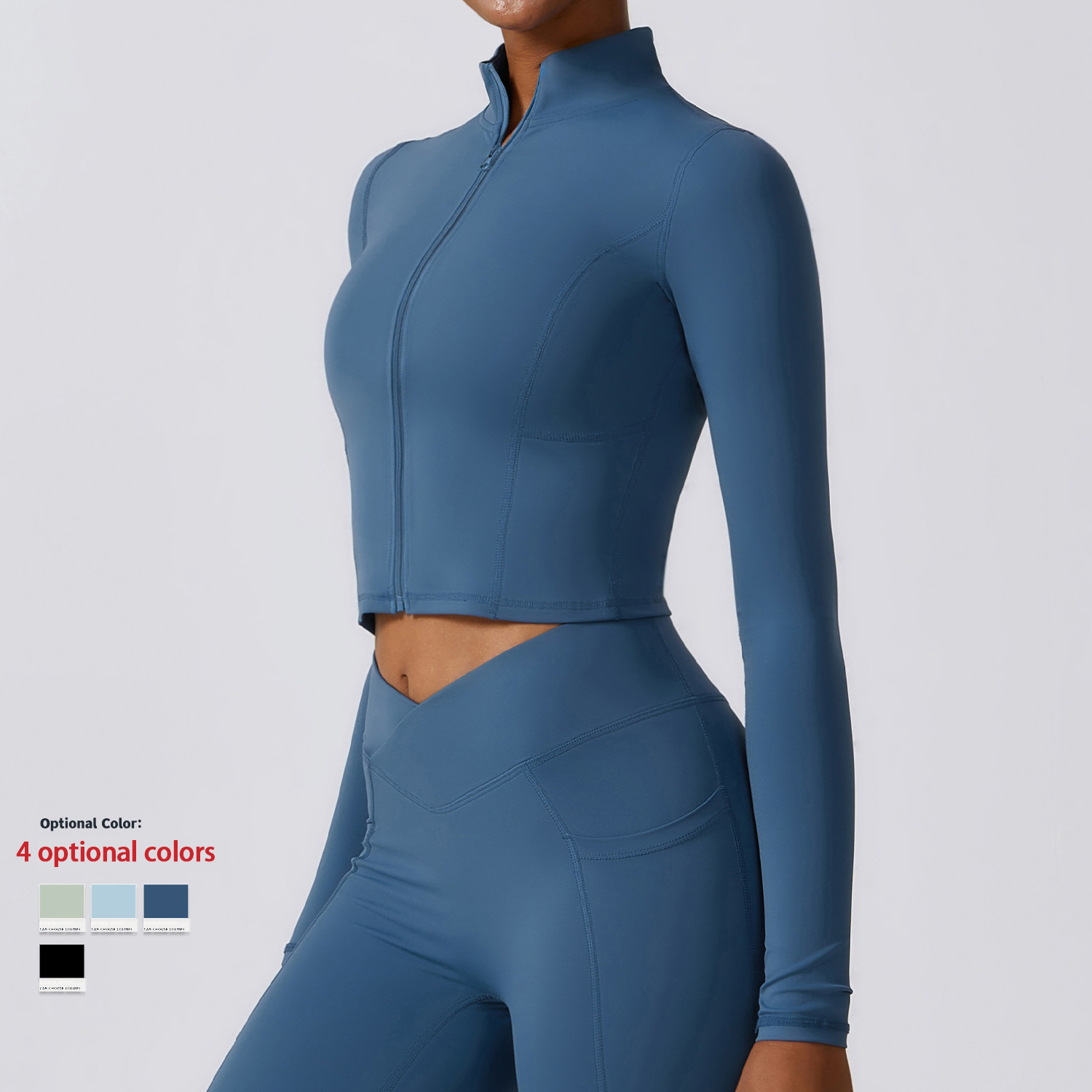 Quick Dry Long Sleeve Yoga Wear Jacket Zipper Windproof Running Exercise Jacket Tight Nude Fitness Clothing