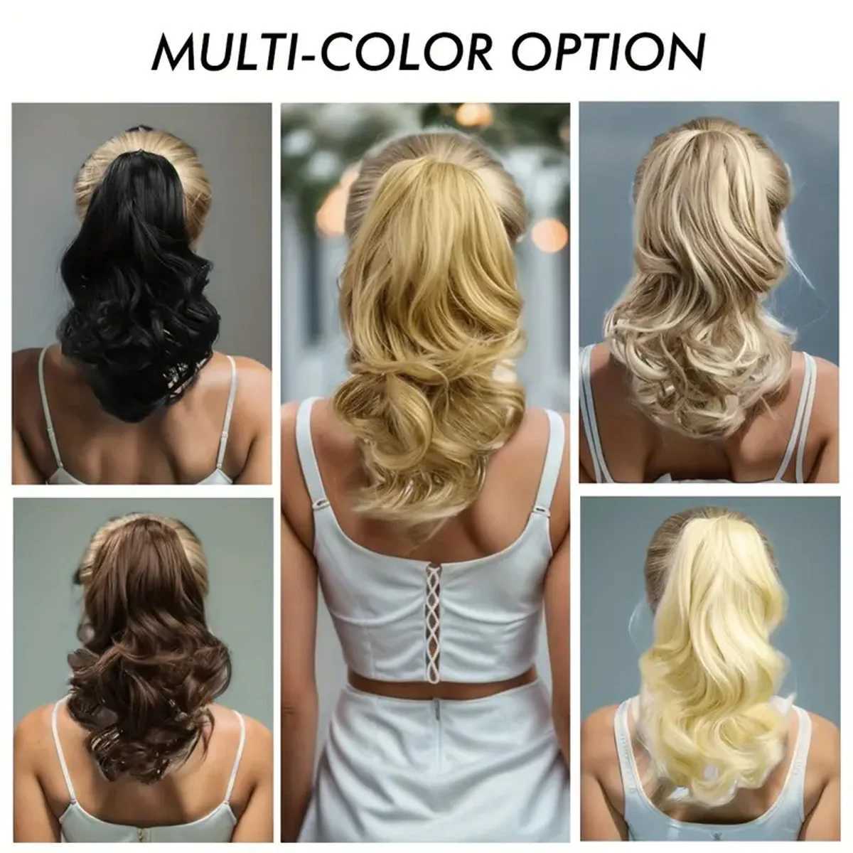 12 inch curled edge detachable claw clip ponytail extension synthetic wave fluffy drawstring claw clip style ponytailXJ241221