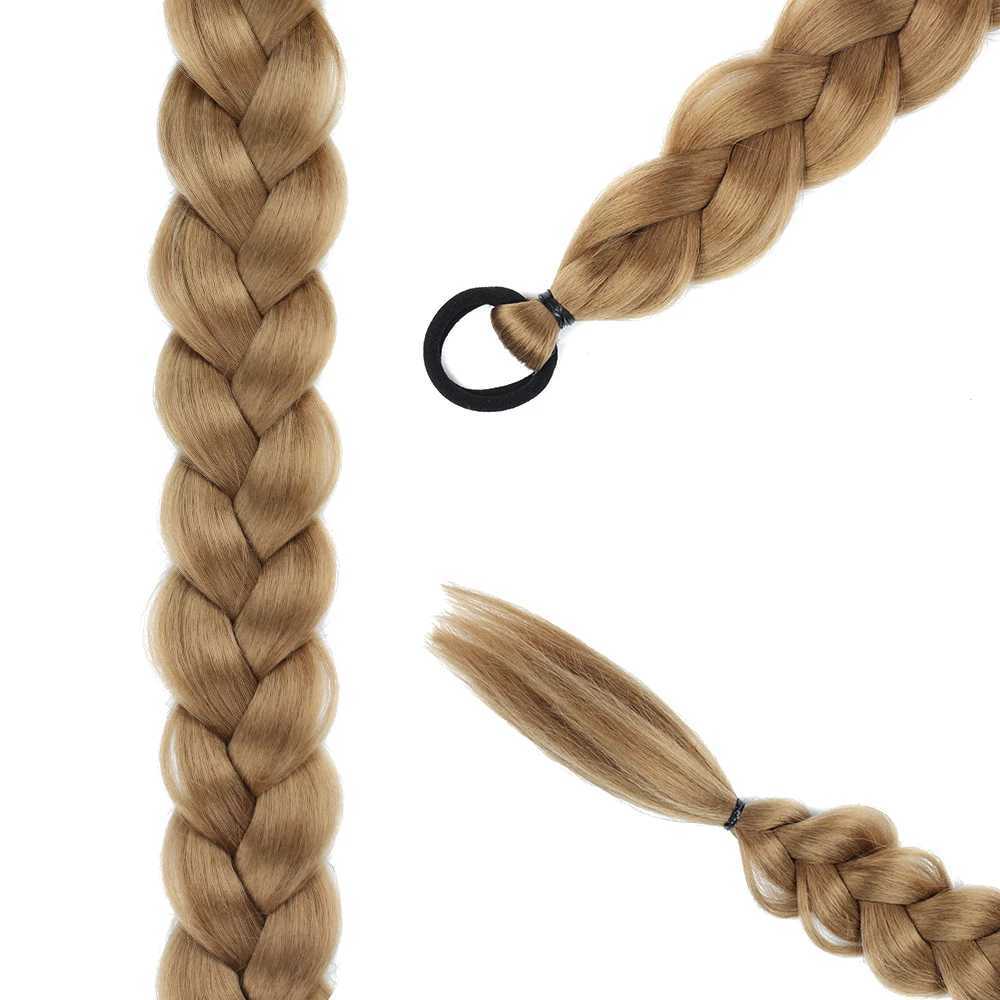 Synthetic Braided Ponytail Extensions Blonde Hairpiece Long Pony Tail With Hair Tie Rubber Band Hair Blonde For WomenXJ241221