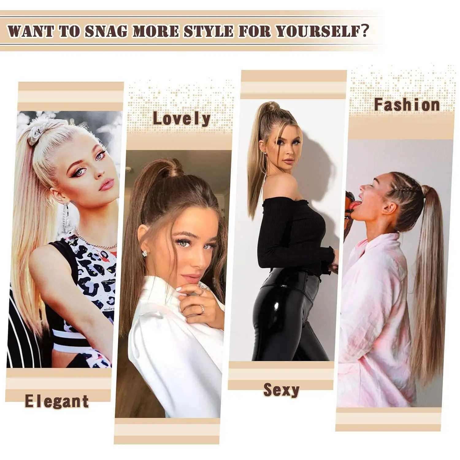 Synthetic Straight Long Ponytail Extensions Wrap Around Ponytail Hair Piece Pony Tail Hair Extensions Hairpieces for Women GirlsXJ241221