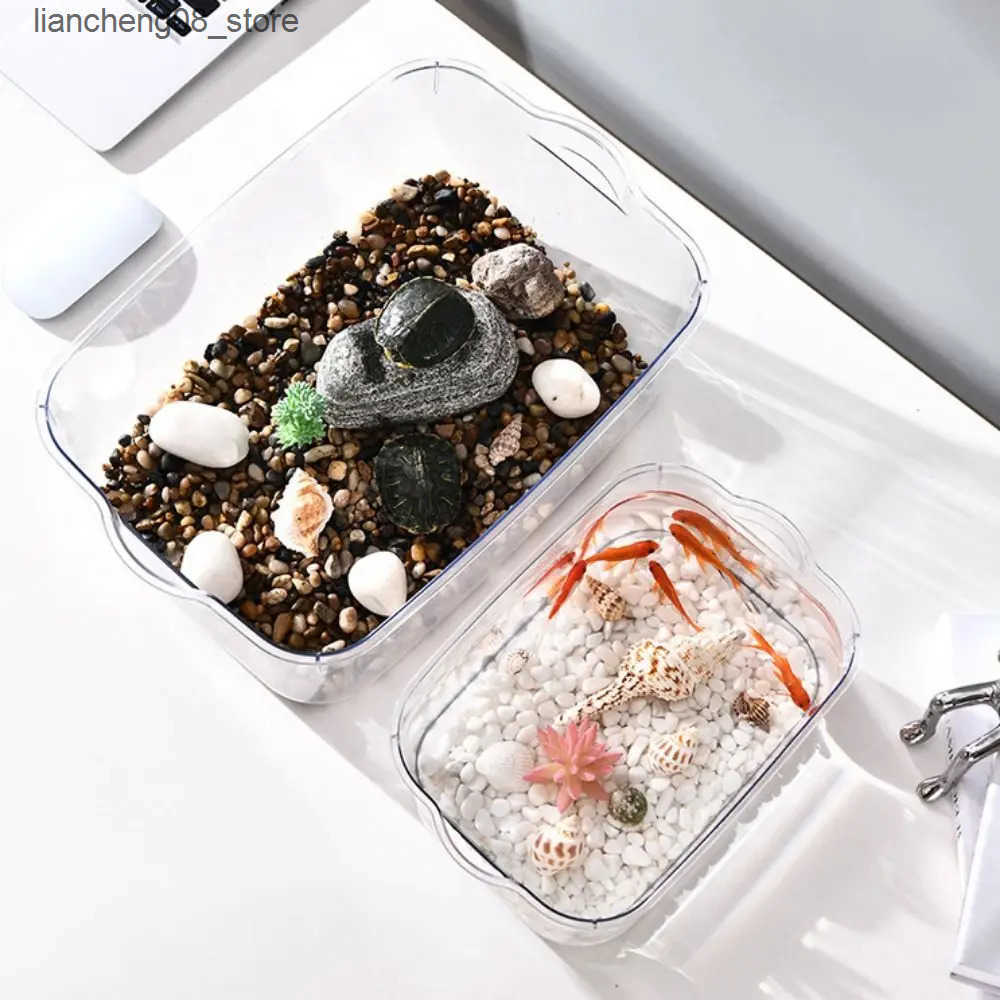 Other Pet Supplies Explosion proof plastic fish tank PET transparent desktop fish tank small ecological water tank L240910