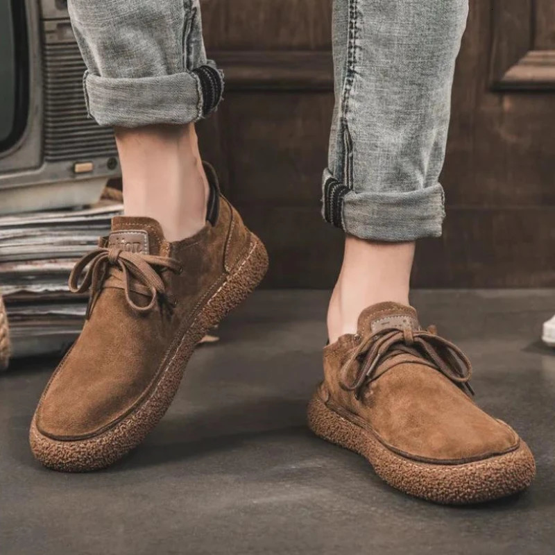 Mens casual shoes handmade comfortable mens shoes high-quality cowhide leather flat bottom Moccasins mens sports shoes anti slip soft soled shoes 2412