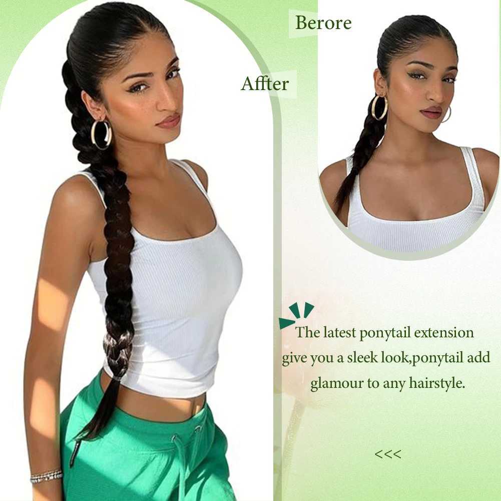 Long Braid Ponytail Extension Synthetic Hairpiece with Elastic Tie 26 34 DIY Long Straight Wrap Around Hair ExtensionsXJ241221