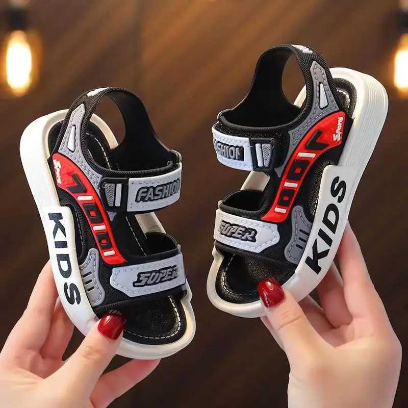 Sneakers Boys Girls Trendy Hook And Loop Sandals Wear-resistant Non-Slip Comfy Beach Shoes Summer H241221