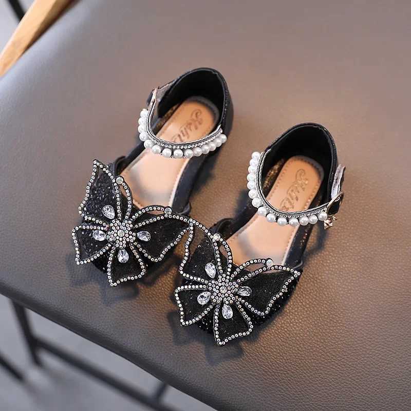 Sneakers Summer Girls Sandals Fashion Sequins Rhinestone Bow Girls Princess Shoes Baby Girl Shoes Flat Heel Sandals Size 21-35 H241221