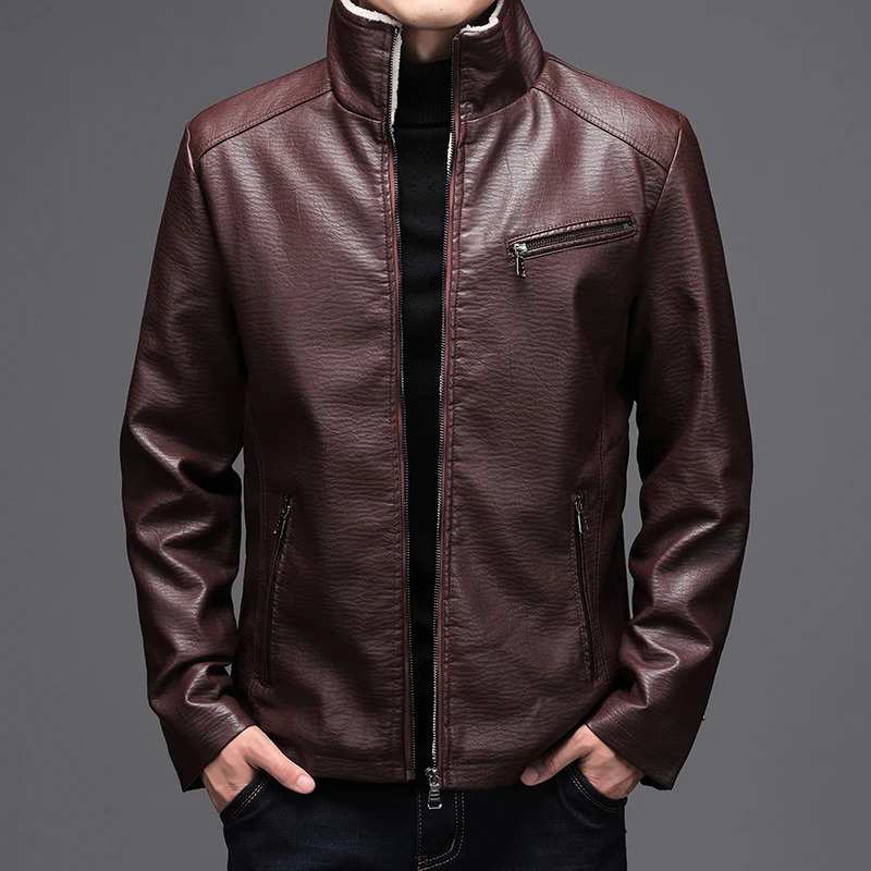 Plus Velvet Winter Fashion Warmth Leather Jackets Thickened Leather Jacket Lapel Solid Zipper Motorcycle High Quality Jackets 241216