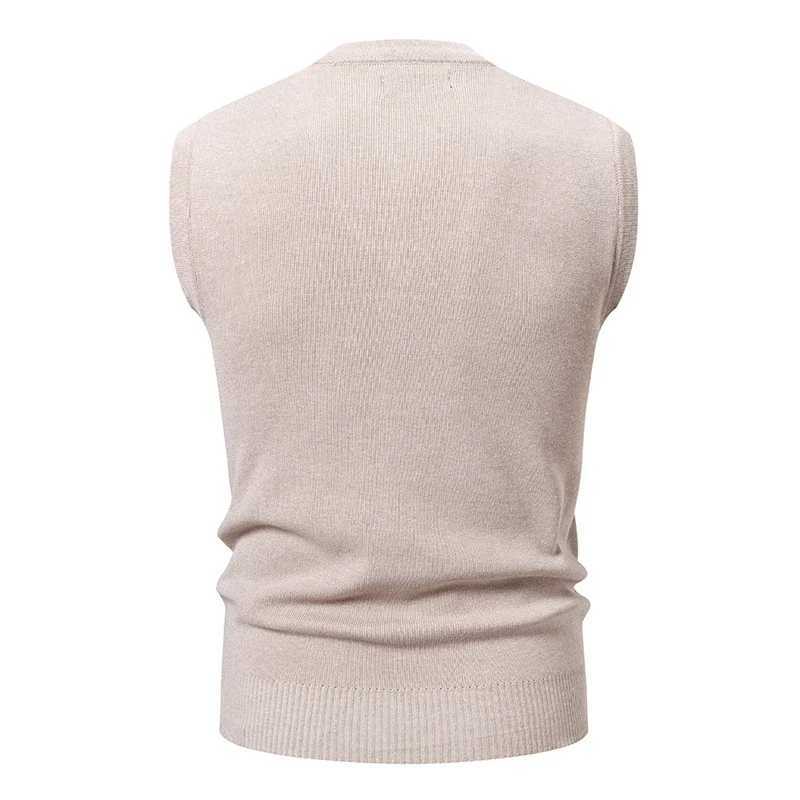 Autumn and Winter New Knitted Vest V-neck Diamond Grid Pullover Sweater Vest Mens SweatersXJ241221