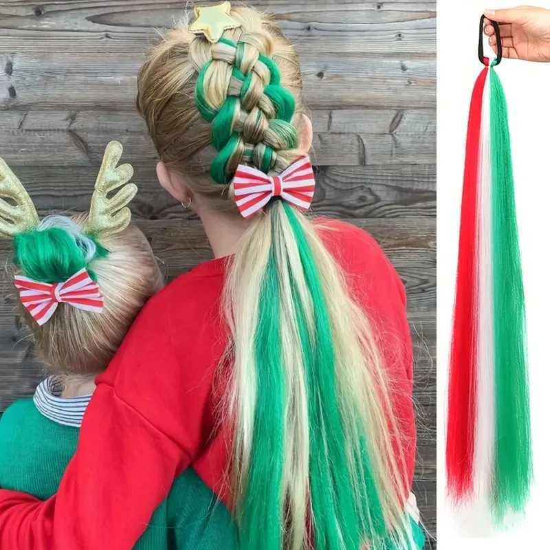 Colorful Braiding Hair With Elastic Rubber Band Hairpieces For Women Hair Extensions Purple Ombre Braid Ponytail Synthetic 1 pcXJ241221