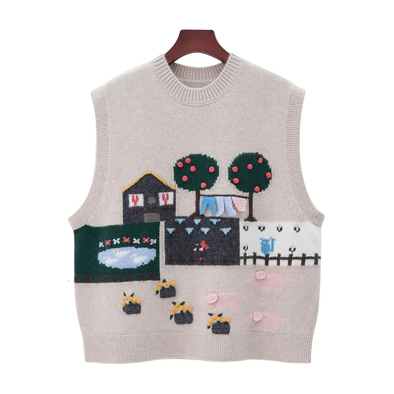 100% cashmere waistcoat womens highend shirt folded Piglet sweater ed round neck sleeveless knit vest 241218