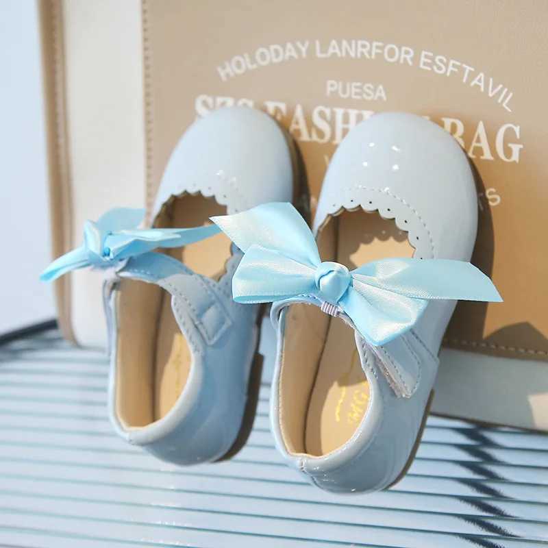 Sneakers New Children Shoes Girls Leather Cute Bow Princess Shoes Program Performance Stage Walk Props Shoes Kids Party Ceremonial Shoes H241221