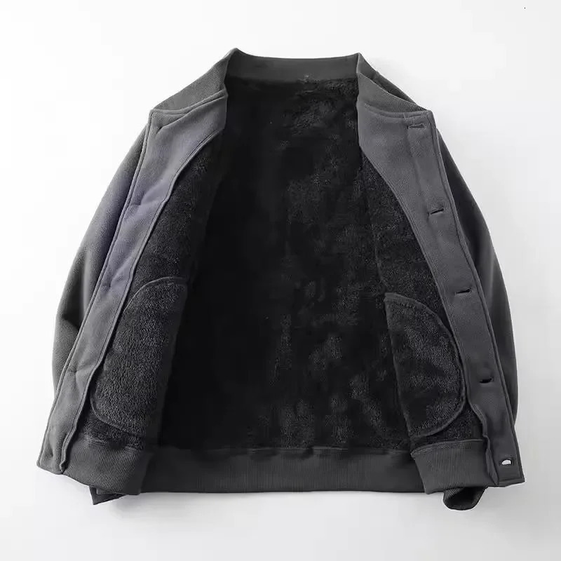 Fleece MA1 Baseball Jacket Men Autumn Winter Plus Velvet Warm Cardigan Top Cotton Coat Streetwear Tactical Military Work Clothes 241216